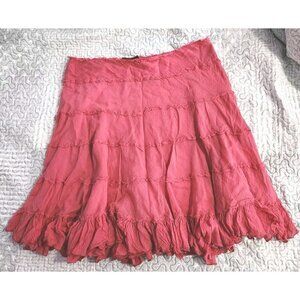 vintage nevada pink tiered midi skirt gauzy lined xl